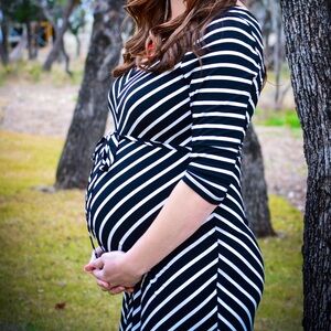 Motherhood Maternity Chevon Stripe V Neck Maxi Dress